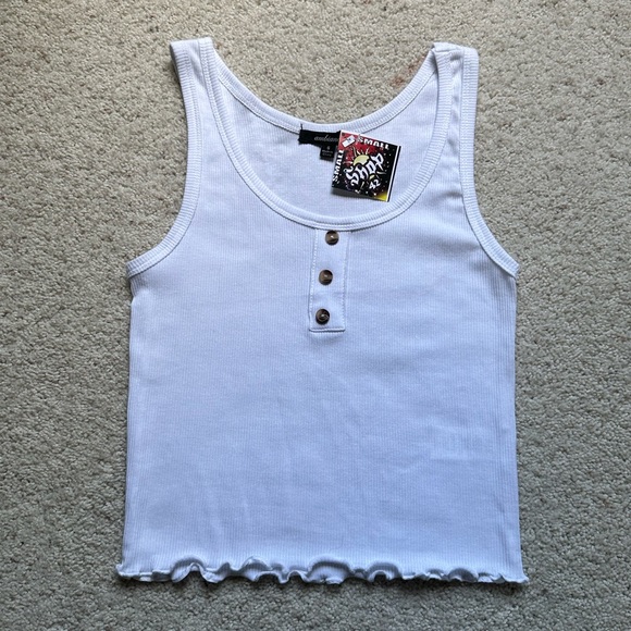 Shop 42 White Ribbed Tank Top - Picture 1 of 3
